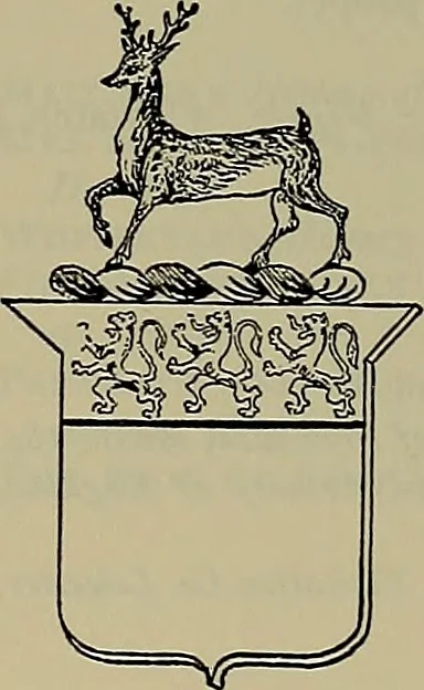 An illustration from America heraldica : a compilation of coats of arms, crests and mottoes of prominent American families settled in this country before 1800, 1889, leaf 168