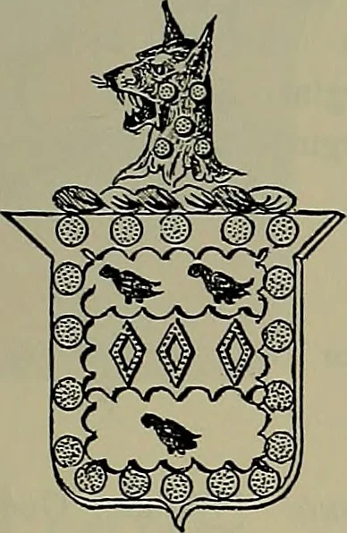 An illustration from America heraldica : a compilation of coats of arms, crests and mottoes of prominent American families settled in this country before 1800, 1889, leaf 170