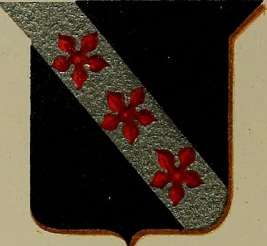 An illustration from America heraldica : a compilation of coats of arms, crests and mottoes of prominent American families settled in this country before 1800, 1889, leaf 172