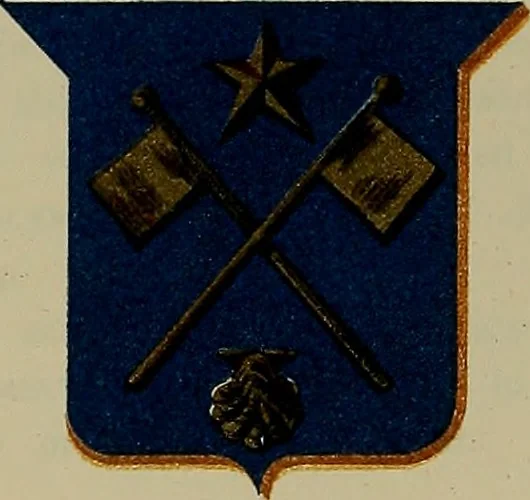 An illustration from America heraldica : a compilation of coats of arms, crests and mottoes of prominent American families settled in this country before 1800, 1889, leaf 172