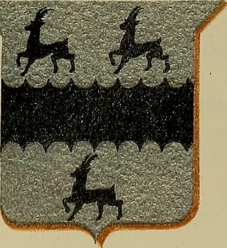 An illustration from America heraldica : a compilation of coats of arms, crests and mottoes of prominent American families settled in this country before 1800, 1889, leaf 172