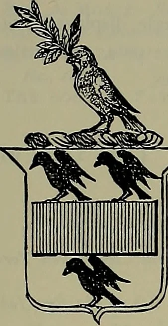 An illustration from America heraldica : a compilation of coats of arms, crests and mottoes of prominent American families settled in this country before 1800, 1889, leaf 174