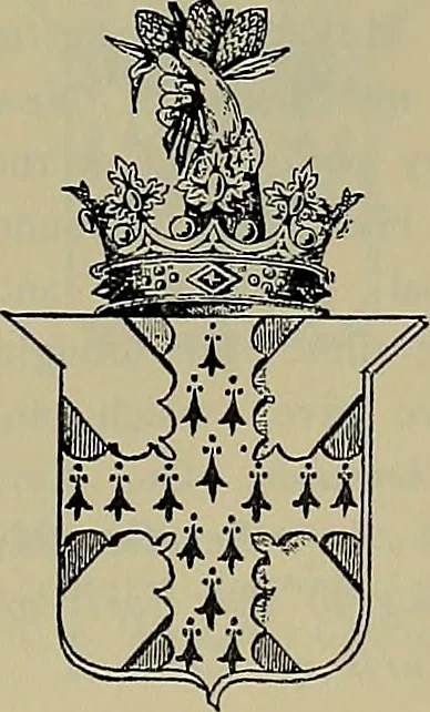 An illustration from America heraldica : a compilation of coats of arms, crests and mottoes of prominent American families settled in this country before 1800, 1889, leaf 174