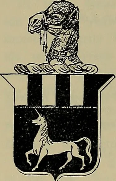 An illustration from America heraldica : a compilation of coats of arms, crests and mottoes of prominent American families settled in this country before 1800, 1889, leaf 178