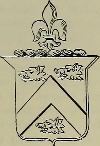 An illustration from America heraldica : a compilation of coats of arms, crests and mottoes of prominent American families settled in this country before 1800, 1889, leaf 183