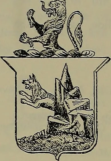 An illustration from America heraldica : a compilation of coats of arms, crests and mottoes of prominent American families settled in this country before 1800, 1889, leaf 184