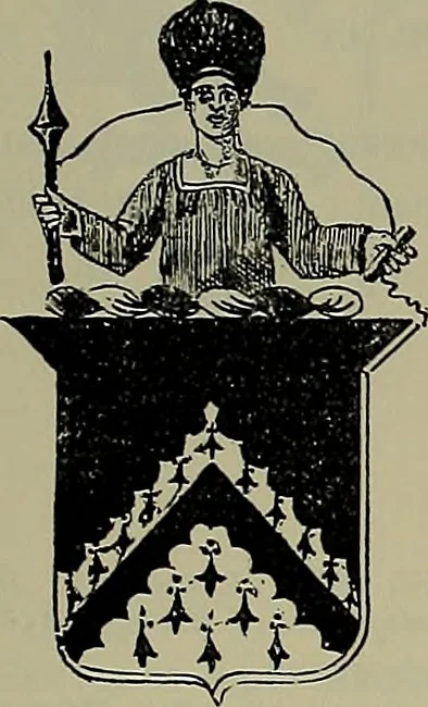 An illustration from America heraldica : a compilation of coats of arms, crests and mottoes of prominent American families settled in this country before 1800, 1889, leaf 186