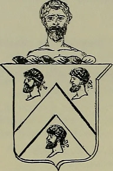 An illustration from America heraldica : a compilation of coats of arms, crests and mottoes of prominent American families settled in this country before 1800, 1889, leaf 187