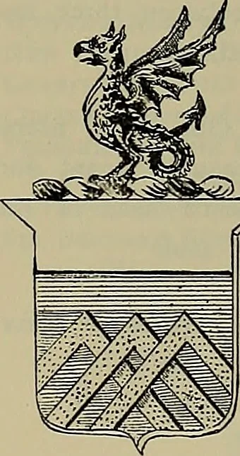 An illustration from America heraldica : a compilation of coats of arms, crests and mottoes of prominent American families settled in this country before 1800, 1889, leaf 188
