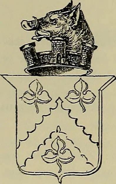An illustration from America heraldica : a compilation of coats of arms, crests and mottoes of prominent American families settled in this country before 1800, 1889, leaf 189