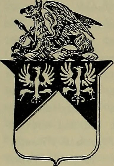 An illustration from America heraldica : a compilation of coats of arms, crests and mottoes of prominent American families settled in this country before 1800, 1889, leaf 190