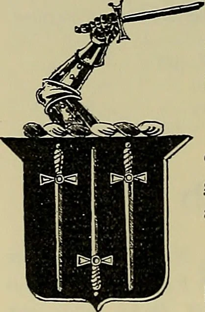 An illustration from America heraldica : a compilation of coats of arms, crests and mottoes of prominent American families settled in this country before 1800, 1889, leaf 191