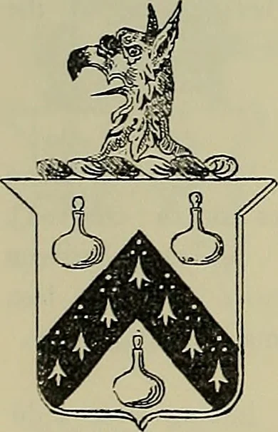 An illustration from America heraldica : a compilation of coats of arms, crests and mottoes of prominent American families settled in this country before 1800, 1889, leaf 193