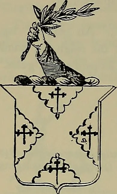 An illustration from America heraldica : a compilation of coats of arms, crests and mottoes of prominent American families settled in this country before 1800, 1889, leaf 194