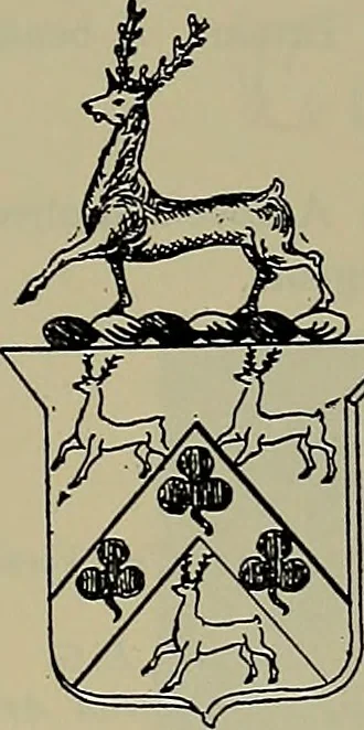 An illustration from America heraldica : a compilation of coats of arms, crests and mottoes of prominent American families settled in this country before 1800, 1889, leaf 196