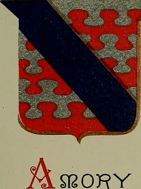 An illustration from America heraldica : a compilation of coats of arms, crests and mottoes of prominent American families settled in this country before 1800, 1889, leaf 198