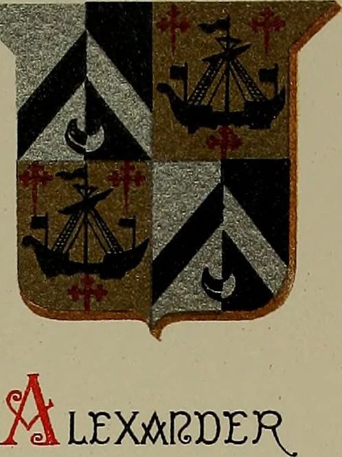 An illustration from America heraldica : a compilation of coats of arms, crests and mottoes of prominent American families settled in this country before 1800, 1889, leaf 198