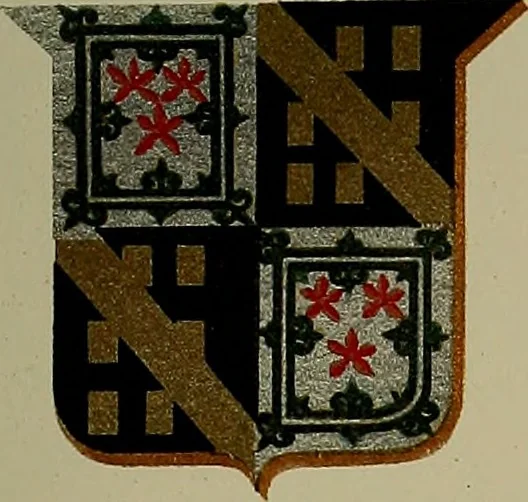 An illustration from America heraldica : a compilation of coats of arms, crests and mottoes of prominent American families settled in this country before 1800, 1889, leaf 198