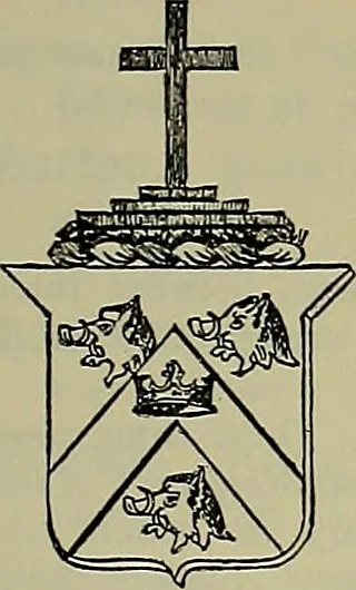 An illustration from America heraldica : a compilation of coats of arms, crests and mottoes of prominent American families settled in this country before 1800, 1889, leaf 202