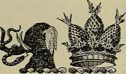 An illustration from America heraldica : a compilation of coats of arms, crests and mottoes of prominent American families settled in this country before 1800, 1889, leaf 203