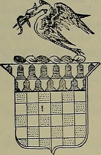 An illustration from America heraldica : a compilation of coats of arms, crests and mottoes of prominent American families settled in this country before 1800, 1889, leaf 208