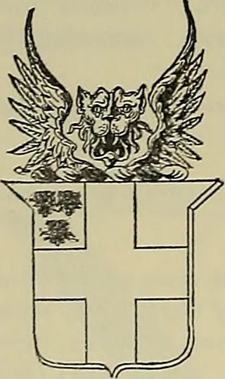 An illustration from America heraldica : a compilation of coats of arms, crests and mottoes of prominent American families settled in this country before 1800, 1889, leaf 209