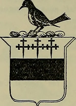 An illustration from America heraldica : a compilation of coats of arms, crests and mottoes of prominent American families settled in this country before 1800, 1889, leaf 213