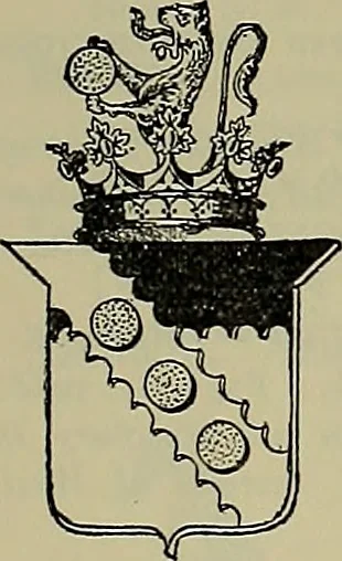 An illustration from America heraldica : a compilation of coats of arms, crests and mottoes of prominent American families settled in this country before 1800, 1889, leaf 214