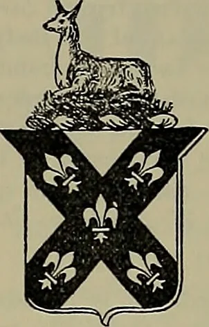 An illustration from America heraldica : a compilation of coats of arms, crests and mottoes of prominent American families settled in this country before 1800, 1889, leaf 214