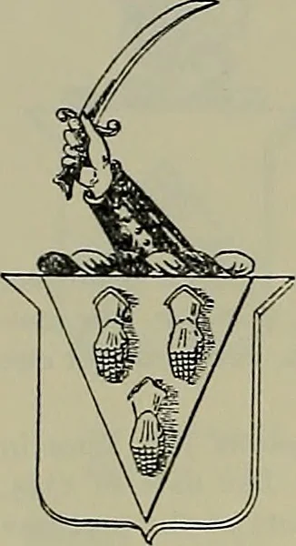 An illustration from America heraldica : a compilation of coats of arms, crests and mottoes of prominent American families settled in this country before 1800, 1889, leaf 217
