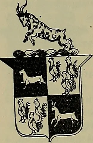 An illustration from America heraldica : a compilation of coats of arms, crests and mottoes of prominent American families settled in this country before 1800, 1889, leaf 218