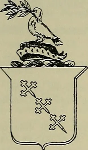 An illustration from America heraldica : a compilation of coats of arms, crests and mottoes of prominent American families settled in this country before 1800, 1889, leaf 221