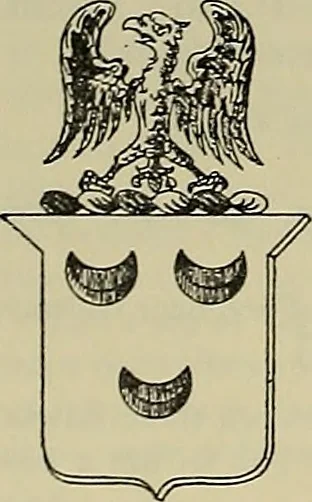 An illustration from America heraldica : a compilation of coats of arms, crests and mottoes of prominent American families settled in this country before 1800, 1889, leaf 221