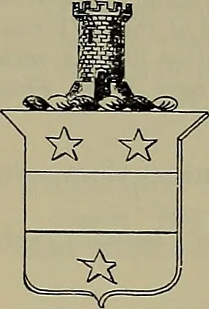 An illustration from America heraldica : a compilation of coats of arms, crests and mottoes of prominent American families settled in this country before 1800, 1889, leaf 222