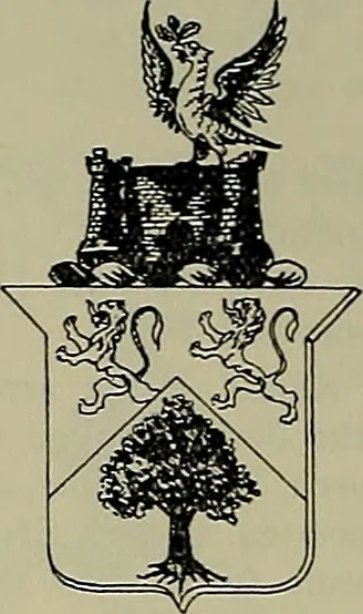 An illustration from America heraldica : a compilation of coats of arms, crests and mottoes of prominent American families settled in this country before 1800, 1889, leaf 227