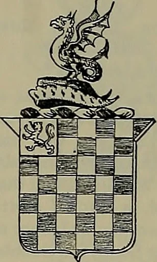 An illustration from America heraldica : a compilation of coats of arms, crests and mottoes of prominent American families settled in this country before 1800, 1889, leaf 228