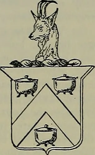 An illustration from America heraldica : a compilation of coats of arms, crests and mottoes of prominent American families settled in this country before 1800, 1889, leaf 229