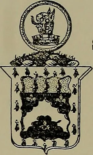 An illustration from America heraldica : a compilation of coats of arms, crests and mottoes of prominent American families settled in this country before 1800, 1889, leaf 230