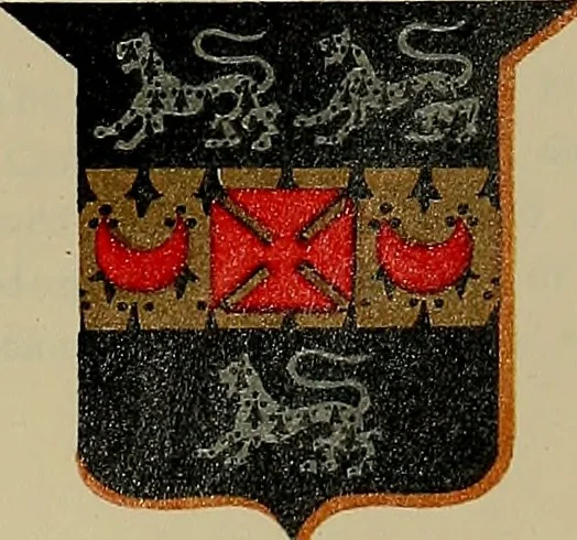 An illustration from America heraldica : a compilation of coats of arms, crests and mottoes of prominent American families settled in this country before 1800, 1889, leaf 34