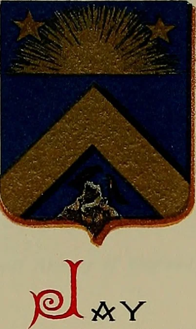 An illustration from America heraldica : a compilation of coats of arms, crests and mottoes of prominent American families settled in this country before 1800, 1889, leaf 42