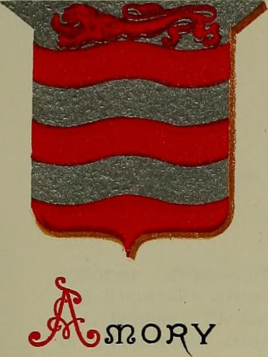 An illustration from America heraldica : a compilation of coats of arms, crests and mottoes of prominent American families settled in this country before 1800, 1889, leaf 48