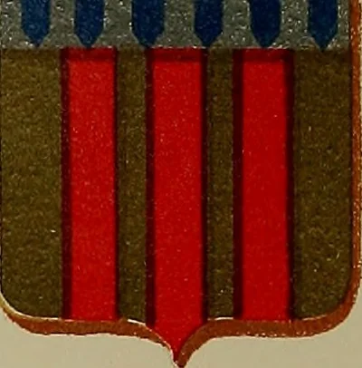 An illustration from America heraldica : a compilation of coats of arms, crests and mottoes of prominent American families settled in this country before 1800, 1889, leaf 48