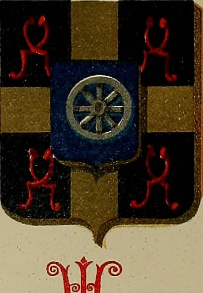 An illustration from America heraldica : a compilation of coats of arms, crests and mottoes of prominent American families settled in this country before 1800, 1889, leaf 56