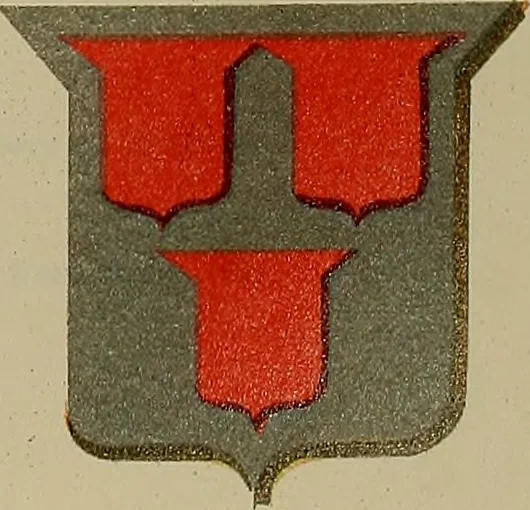 An illustration from America heraldica : a compilation of coats of arms, crests and mottoes of prominent American families settled in this country before 1800, 1889, leaf 56