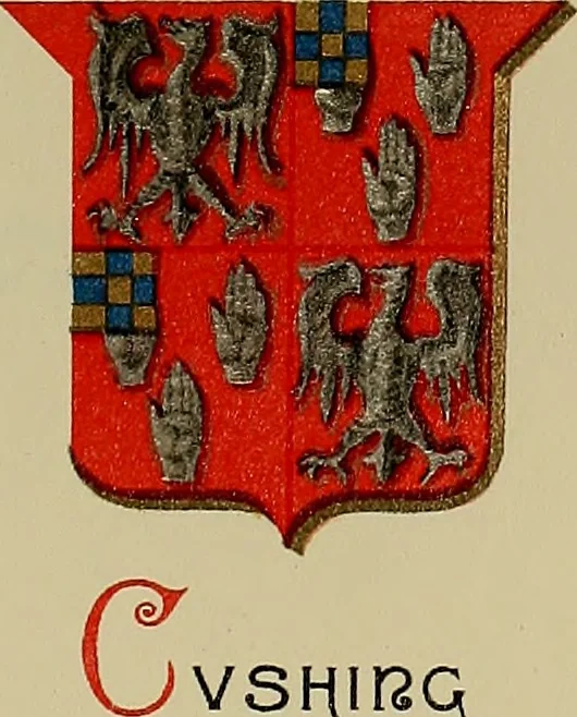 An illustration from America heraldica : a compilation of coats of arms, crests and mottoes of prominent American families settled in this country before 1800, 1889, leaf 64