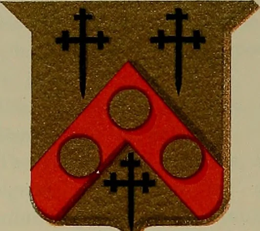 An illustration from America heraldica : a compilation of coats of arms, crests and mottoes of prominent American families settled in this country before 1800, 1889, leaf 72