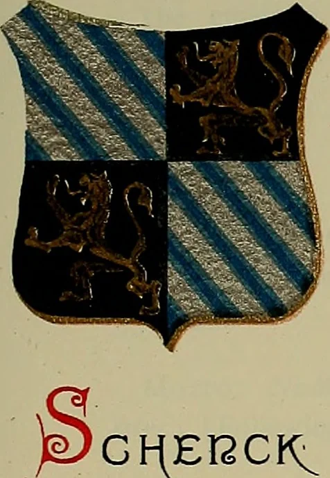 An illustration from America heraldica : a compilation of coats of arms, crests and mottoes of prominent American families settled in this country before 1800, 1889, leaf 72