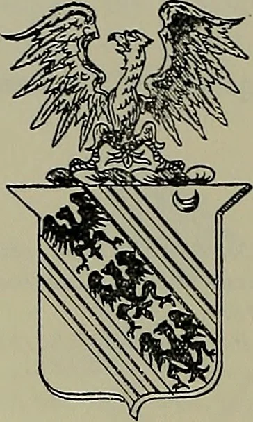 An illustration from America heraldica : a compilation of coats of arms, crests and mottoes of prominent American families settled in this country before 1800, 1889, leaf 81