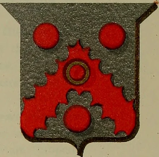 An illustration from America heraldica : a compilation of coats of arms, crests and mottoes of prominent American families settled in this country before 1800, 1889, leaf 82
