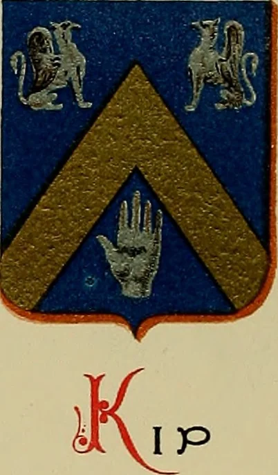 An illustration from America heraldica : a compilation of coats of arms, crests and mottoes of prominent American families settled in this country before 1800, 1889, leaf 9